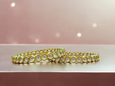 Gold-Toned Hexagonal Bangles with Sparkling Stones